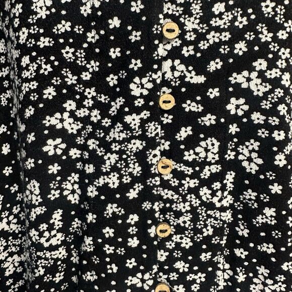 Free People Bodysuit Womens Small Ditsy Black White Floral Tiered Bell Sleeve - Picture 6 of 16